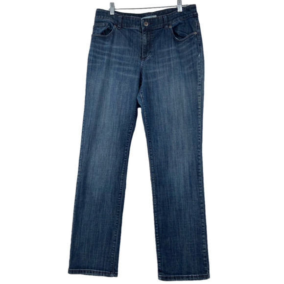 Chico's Platinum Jeans Ultimate Fit Slim Leg Stretch Denim Blue US Size 8 - Picture 1 of 13